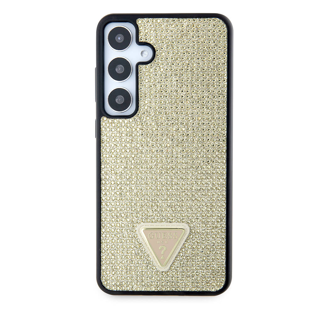 Hülle für Samsung Galaxy S24+ S926, Guess, Rhinestone Triangle Logo, Goldfarben