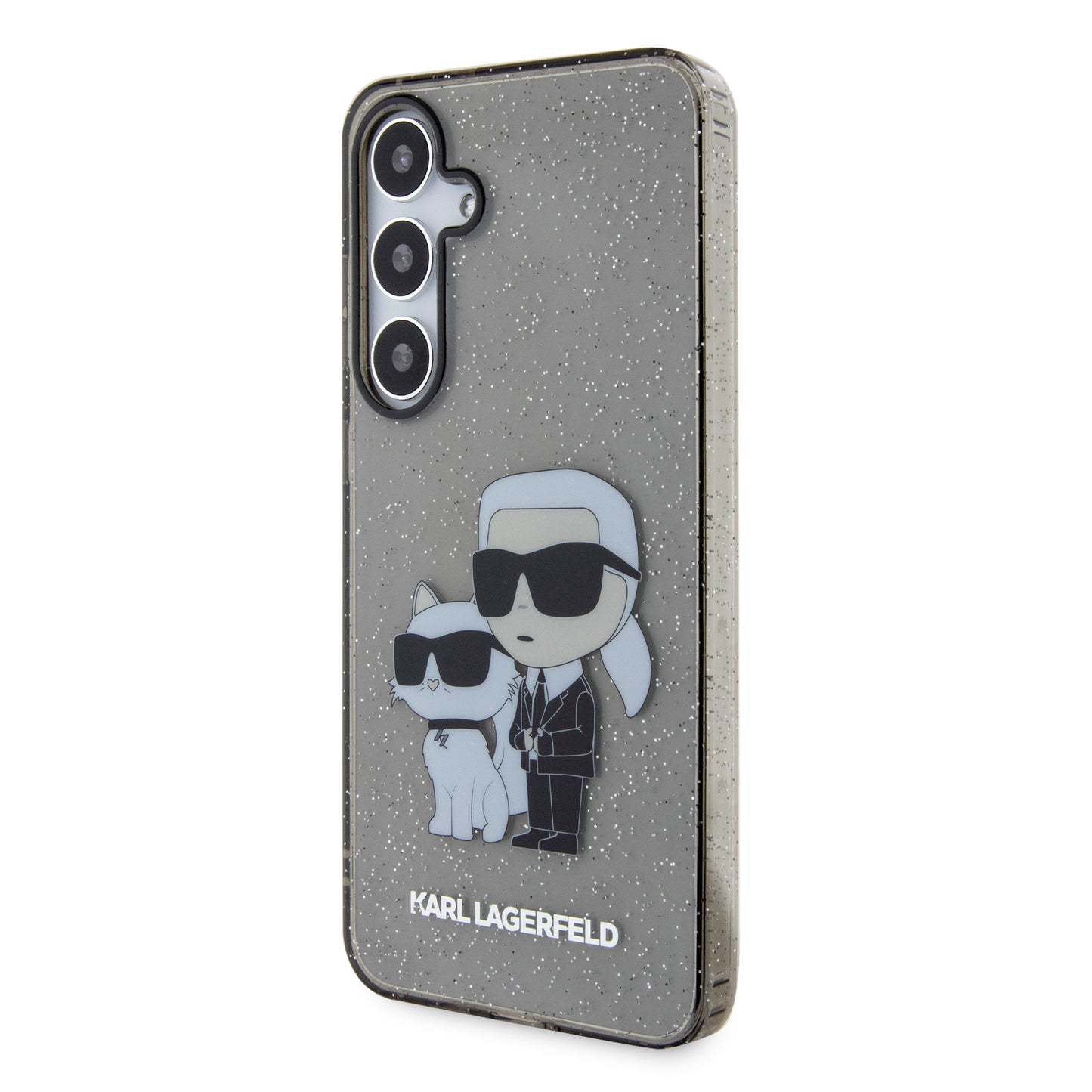 Hülle für Samsung Galaxy S24+ S926, Karl Lagerfeld, Glitter Karl & Choupette, Blau