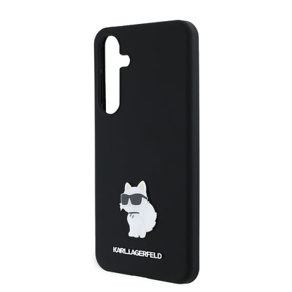 Hülle für Samsung Galaxy S24+ S926, Karl Lagerfeld, Silicone Choupette Metal, Schwarz