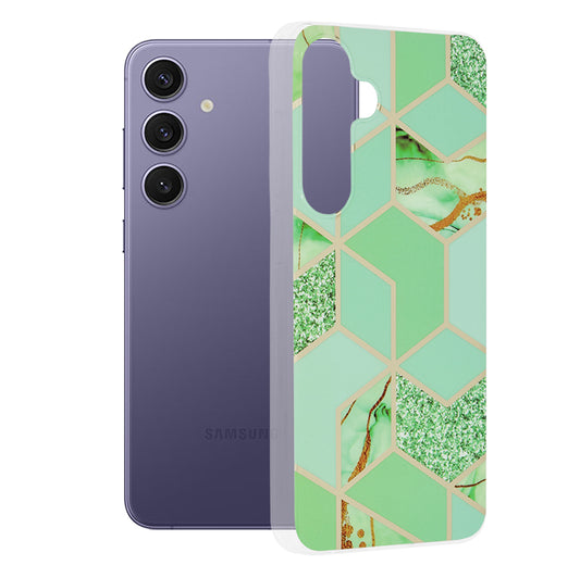Hülle für Samsung Galaxy S24+ S926, Techsuit, Marble, Grün