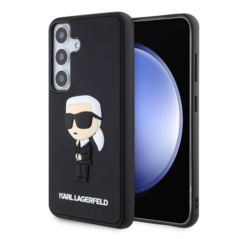 Hülle für Samsung Galaxy S24 S921, Karl Lagerfeld, 3D Rubber Ikonik Karl, Schwarz