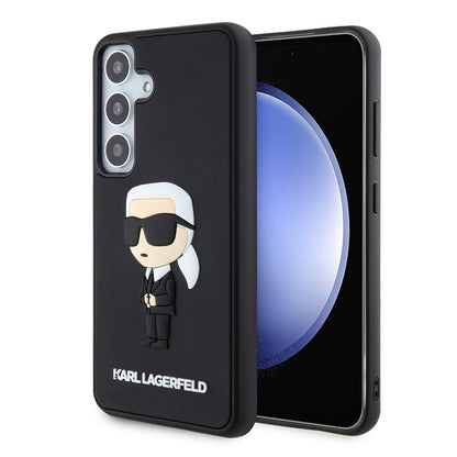 Hülle für Samsung Galaxy S24 S921, Karl Lagerfeld, 3D Rubber Ikonik Karl, Schwarz