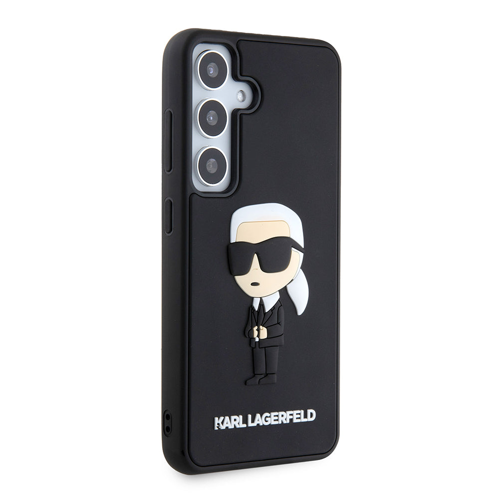 Hülle für Samsung Galaxy S24 S921, Karl Lagerfeld, 3D Rubber Ikonik Karl, Schwarz