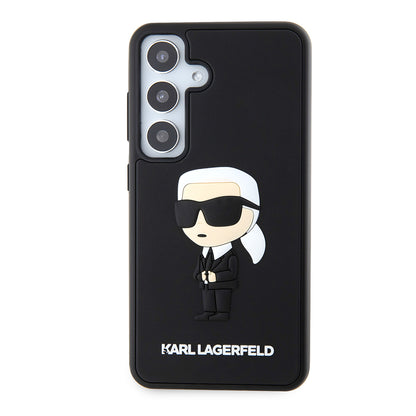 Hülle für Samsung Galaxy S24 S921, Karl Lagerfeld, 3D Rubber Ikonik Karl, Schwarz