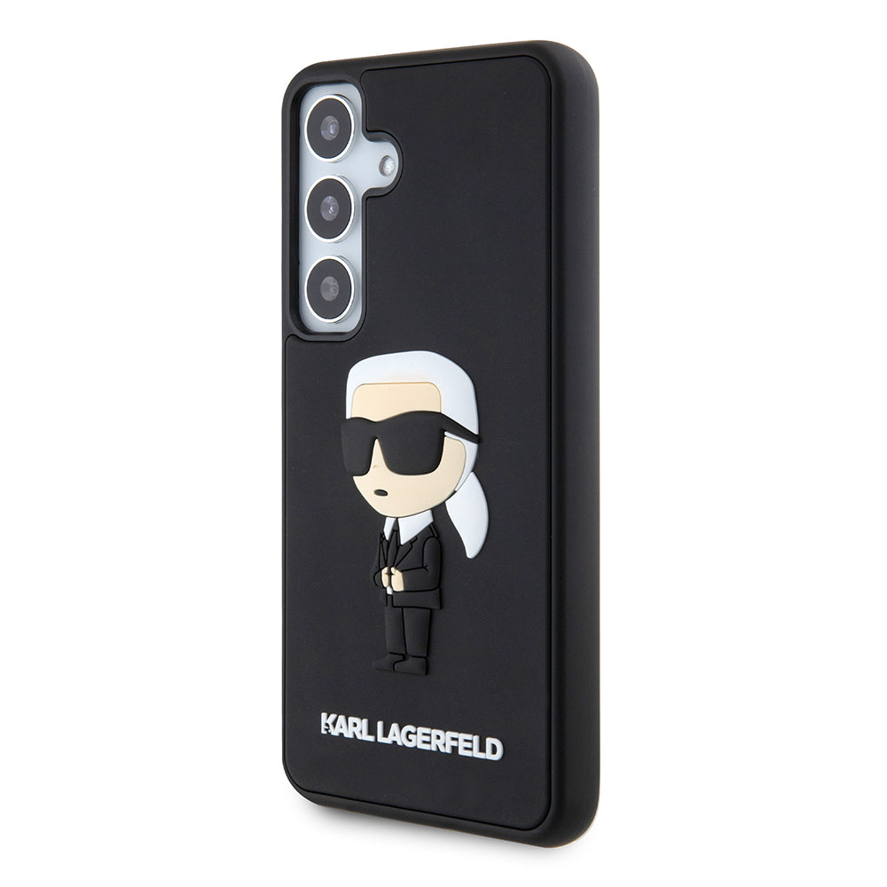 Hülle für Samsung Galaxy S24 S921, Karl Lagerfeld, 3D Rubber Ikonik Karl, Schwarz