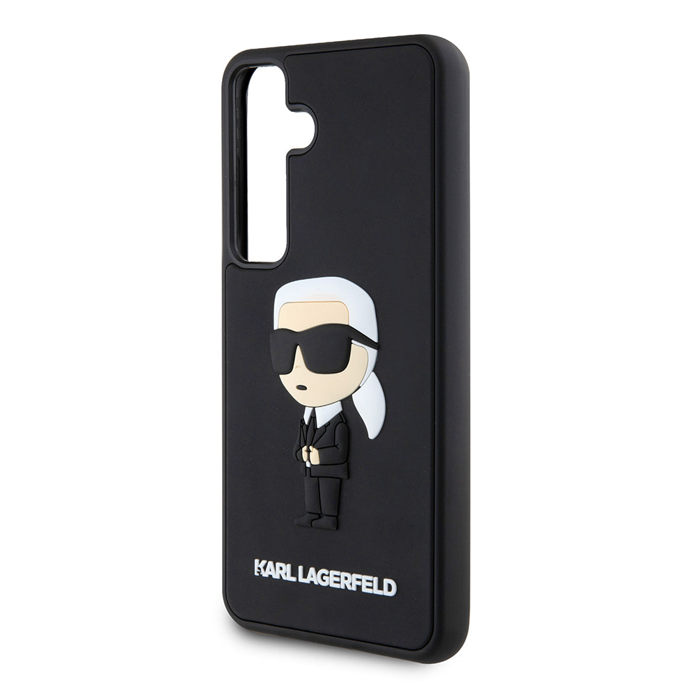 Hülle für Samsung Galaxy S24 S921, Karl Lagerfeld, 3D Rubber Ikonik Karl, Schwarz