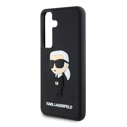 Hülle für Samsung Galaxy S24 S921, Karl Lagerfeld, 3D Rubber Ikonik Karl, Schwarz