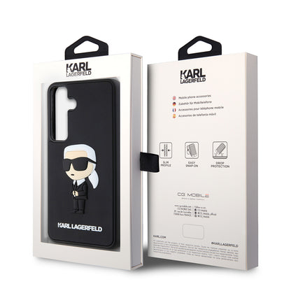 Hülle für Samsung Galaxy S24 S921, Karl Lagerfeld, 3D Rubber Ikonik Karl, Schwarz