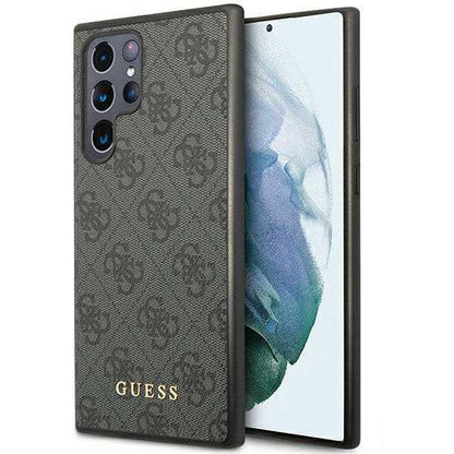 Hülle für Samsung Galaxy S24 Ultra S928, Guess, 4G Metal Gold Logo, Schwarz