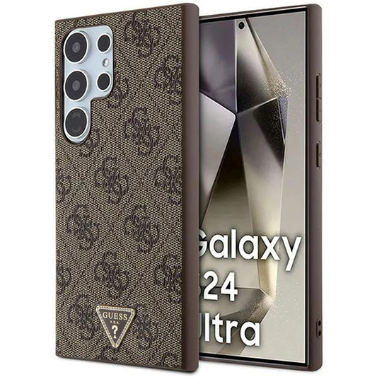 Hülle für Samsung Galaxy S24 Ultra S928, Guess, 4G Triangle Strass, Braun