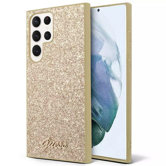 Hülle für Samsung Galaxy S24 Ultra S928, Guess, Glitter Script, Gold