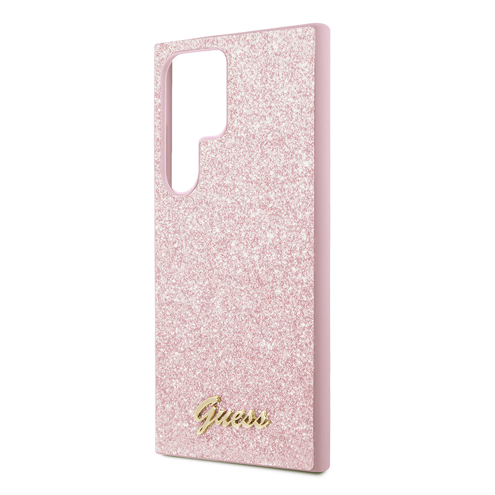 Case for Samsung Galaxy S24 Ultra S928, Guess, Glitter Script, Pink