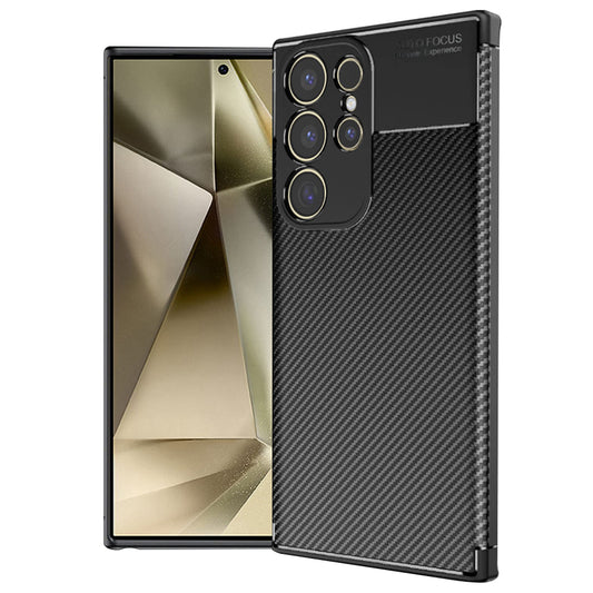 Hülle für Samsung Galaxy S24 Ultra S928, Techsuit, CarbonFiber, Schwarz