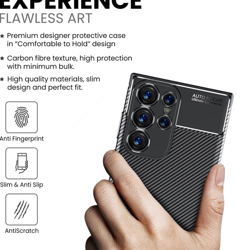 Case for Samsung Galaxy S24 Ultra S928, Techsuit, CarbonFiber, Black