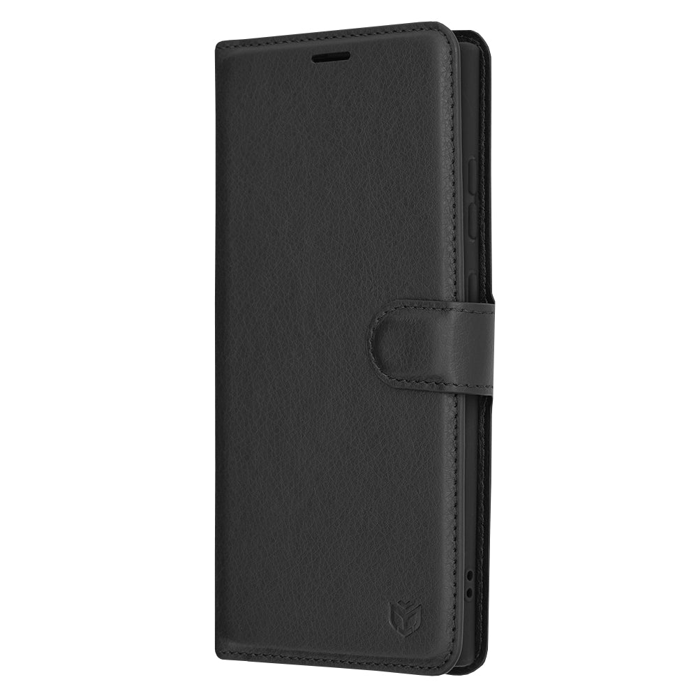 Hülle für Samsung Galaxy S24 Ultra S928, Techsuit, Leder-Folio, Schwarz
