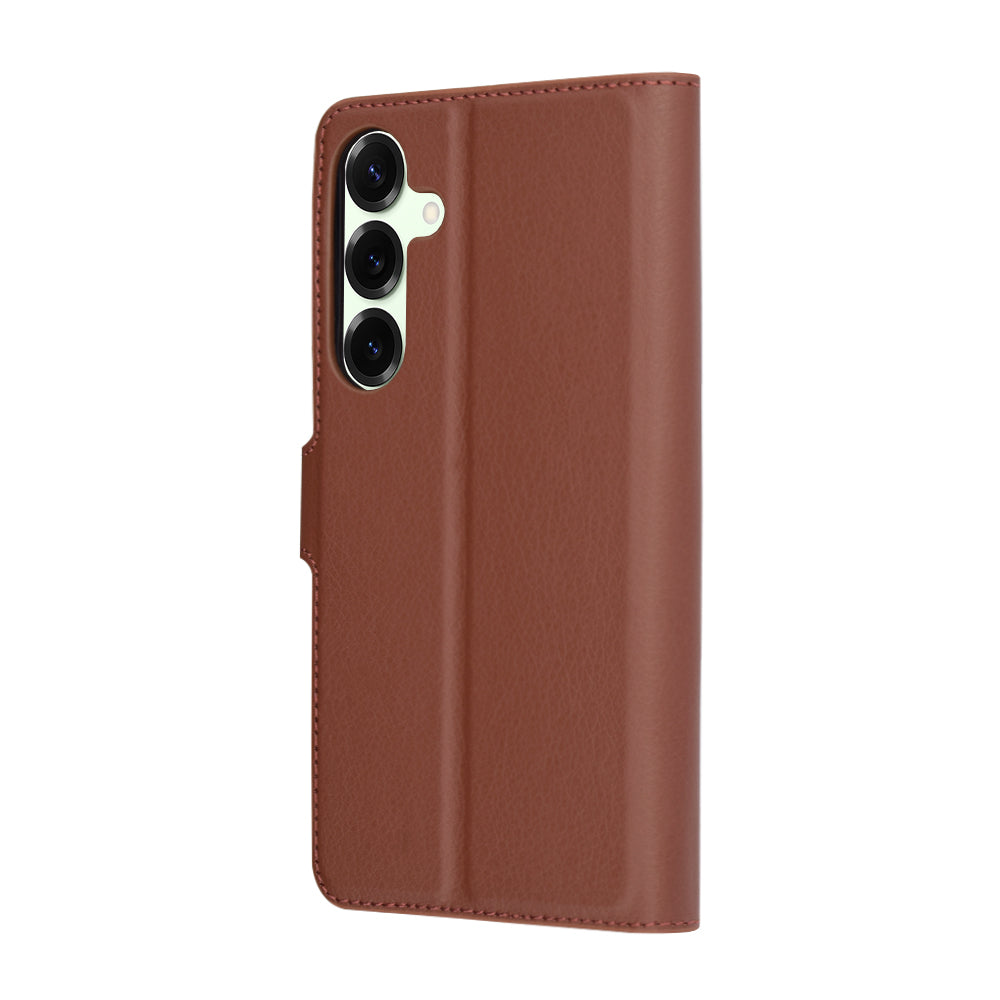 Hülle für Samsung Galaxy S25+ S936, Techsuit, Leder-Folio, Braun