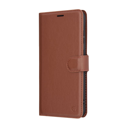 Hülle für Samsung Galaxy S25+ S936, Techsuit, Leder-Folio, Braun