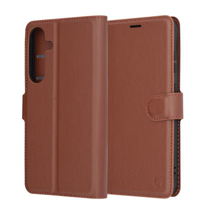 Hülle für Samsung Galaxy S25+ S936, Techsuit, Leder-Folio, Braun