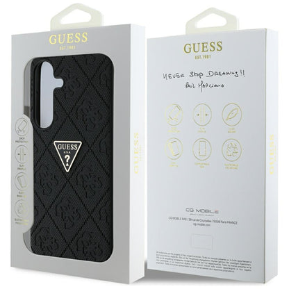 Case for Samsung Galaxy S25 S931, Guess, Grained Hot Stamp 4G Triangle, Black