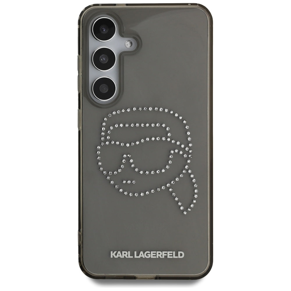 Hülle für Samsung Galaxy S25 S931, Karl Lagerfeld, IML Rhinestones Karl's Head, Schwarz