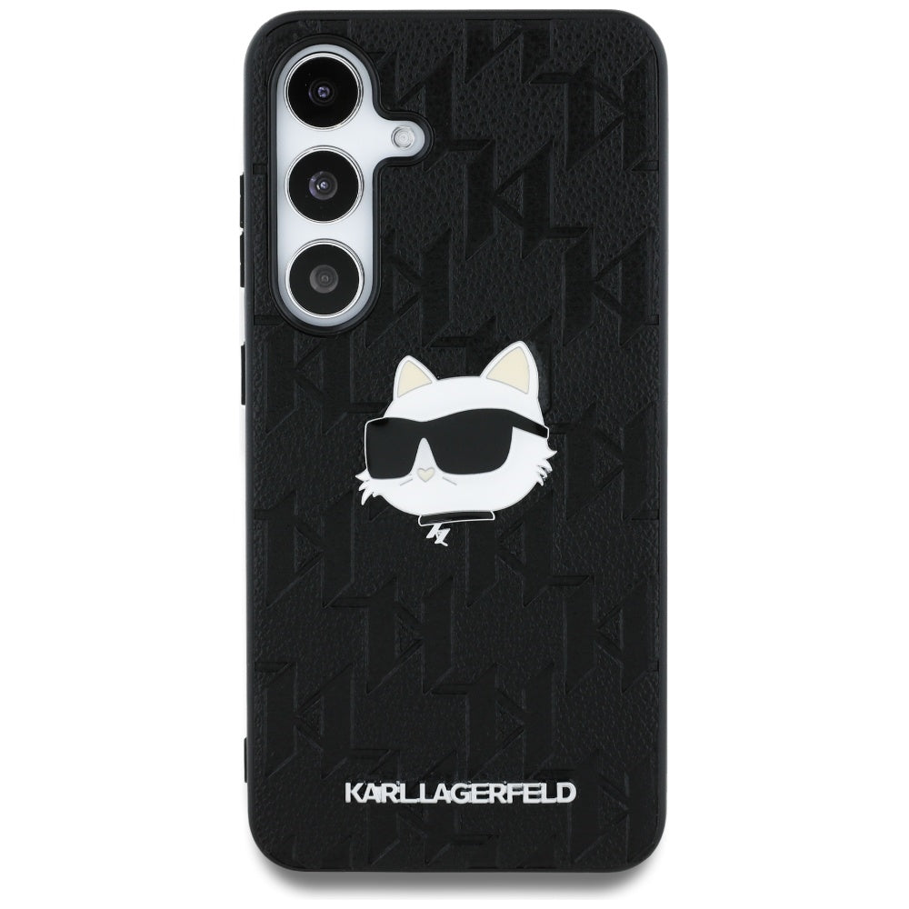 Hülle für Samsung Galaxy S25 S931, Karl Lagerfeld, Monogram Choupette's Head, Schwarz