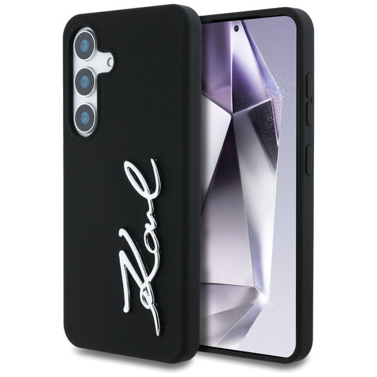 Hülle für Samsung Galaxy S25 S931, Karl Lagerfeld, Silikon mit Metalllogo, Schwarz