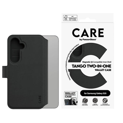 Hülle für Samsung Galaxy S25 S931, PanzerGlass, Care Feature Tango Two-in-One, Schwarz