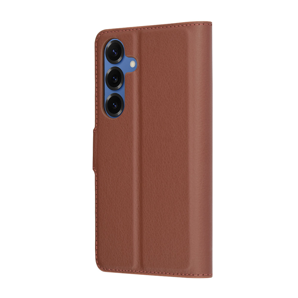 Hülle für Samsung Galaxy S25 S931, Techsuit, Leder-Folio, Braun