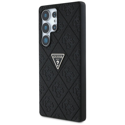 Case for Samsung Galaxy S25 Ultra S938, Guess, Grained Hot Stamp 4G Triangle, Black