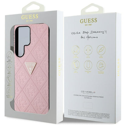 Hülle für Samsung Galaxy S25 Ultra S938, Guess, Grained Hot Stamp 4G Triangle, Rosa