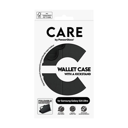 Case for Samsung Galaxy S25 Ultra S938, PanzerGlass, Care Feature Kickstand Wallet, Black
