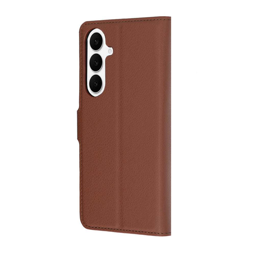 Hülle für Samsung Galaxy S26 FE / S25 FE, Techsuit, Leder-Folio, Braun