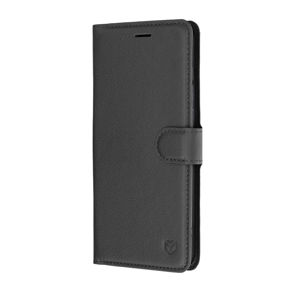 Hülle für Samsung Galaxy S26 FE / S25 FE, Techsuit, Leder-Folio, Schwarz