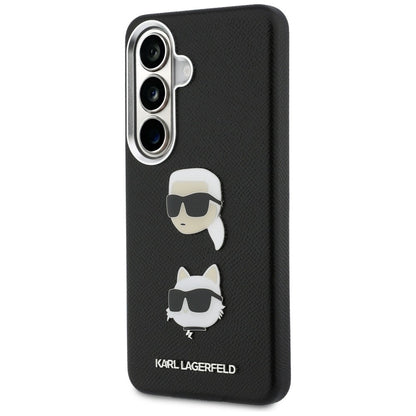 Hülle für Samsung Galaxy S26 Plus S947, Karl Lagerfeld, Saffiano Karl & Choupette's Head Pin, Schwarz