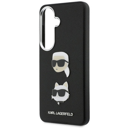 Hülle für Samsung Galaxy S26 Plus S947, Karl Lagerfeld, Saffiano Karl & Choupette's Head Pin, Schwarz