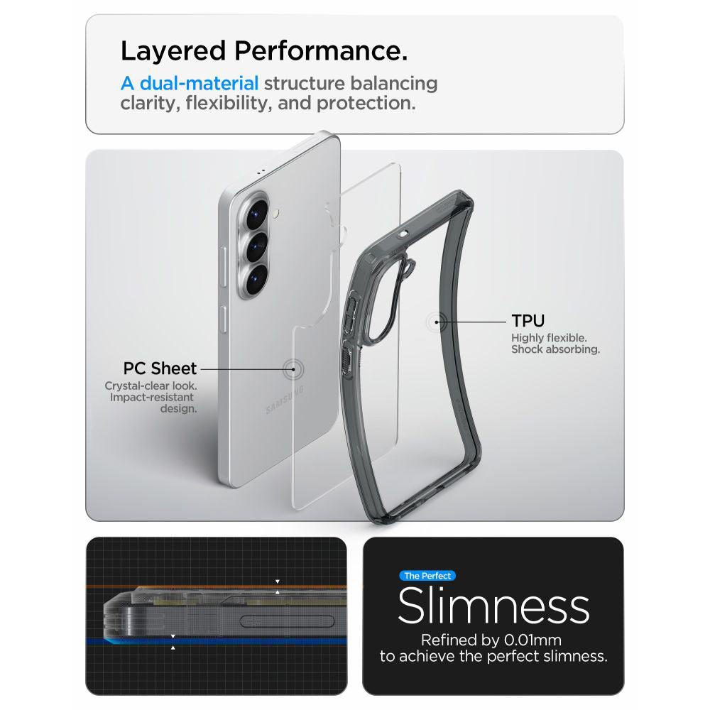 Hülle für Samsung Galaxy S26 Plus S947, Spigen, Ultra Hybrid, Rauchfarben ACS10708