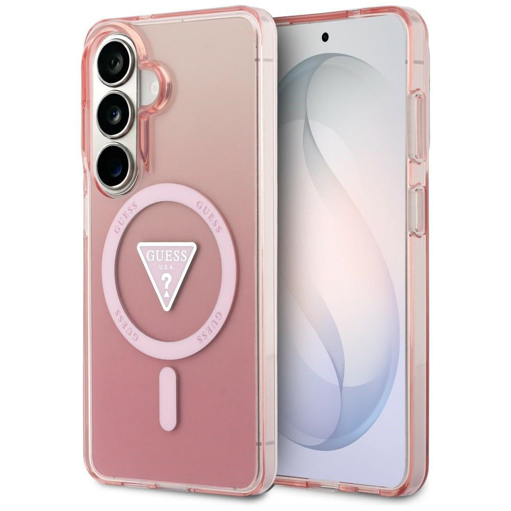 MagSafe Hülle für Samsung Galaxy S26 S942, Guess, IML Gradient Triangle Logo, Rosa