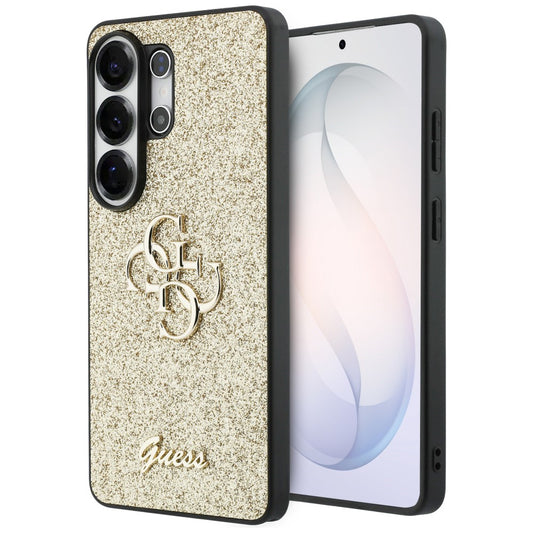 Hülle für Samsung Galaxy S26 Ultra S948, Guess, Fixed Glitter Big 4G Metal Frame, Gold