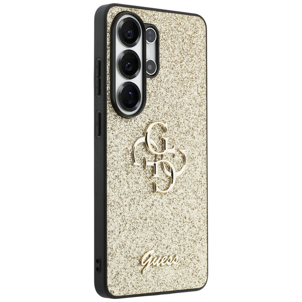 Hülle für Samsung Galaxy S26 Ultra S948, Guess, Fixed Glitter Big 4G Metal Frame, Gold