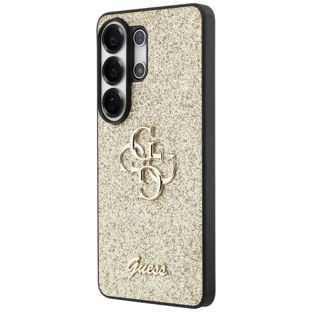Hülle für Samsung Galaxy S26 Ultra S948, Guess, Fixed Glitter Big 4G Metal Frame, Gold