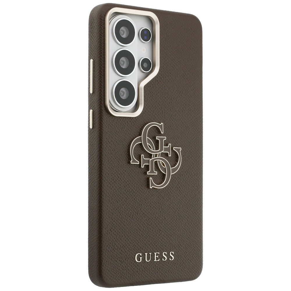 Hülle für Samsung Galaxy S26 Ultra S948, Guess, 4G Grained Big and Classic Logo, Braun