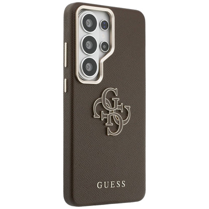Hülle für Samsung Galaxy S26 Ultra S948, Guess, 4G Grained Big and Classic Logo, Braun