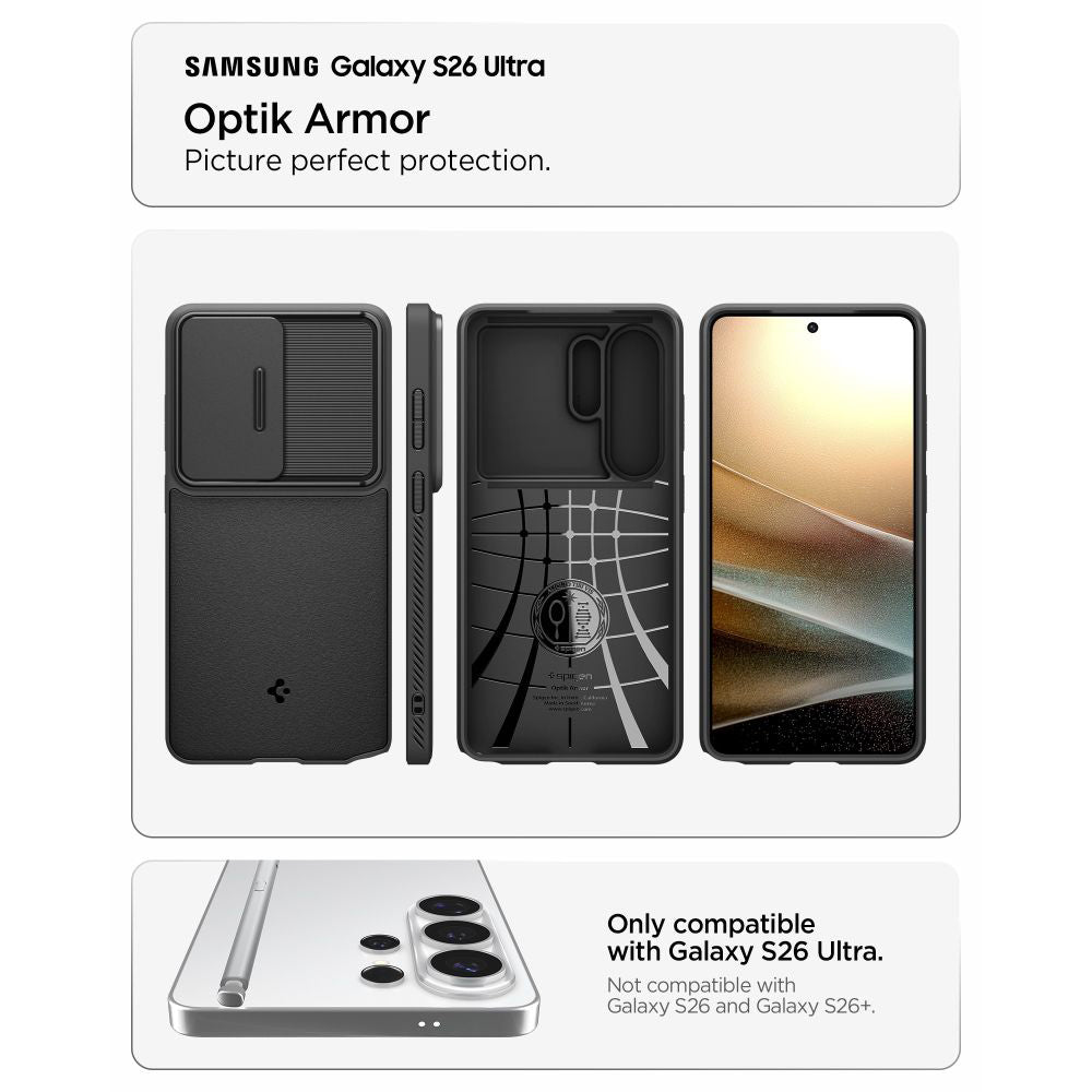 Hülle für Samsung Galaxy S26 Ultra S948, Spigen, Optik Armor, Schwarz ACS10687
