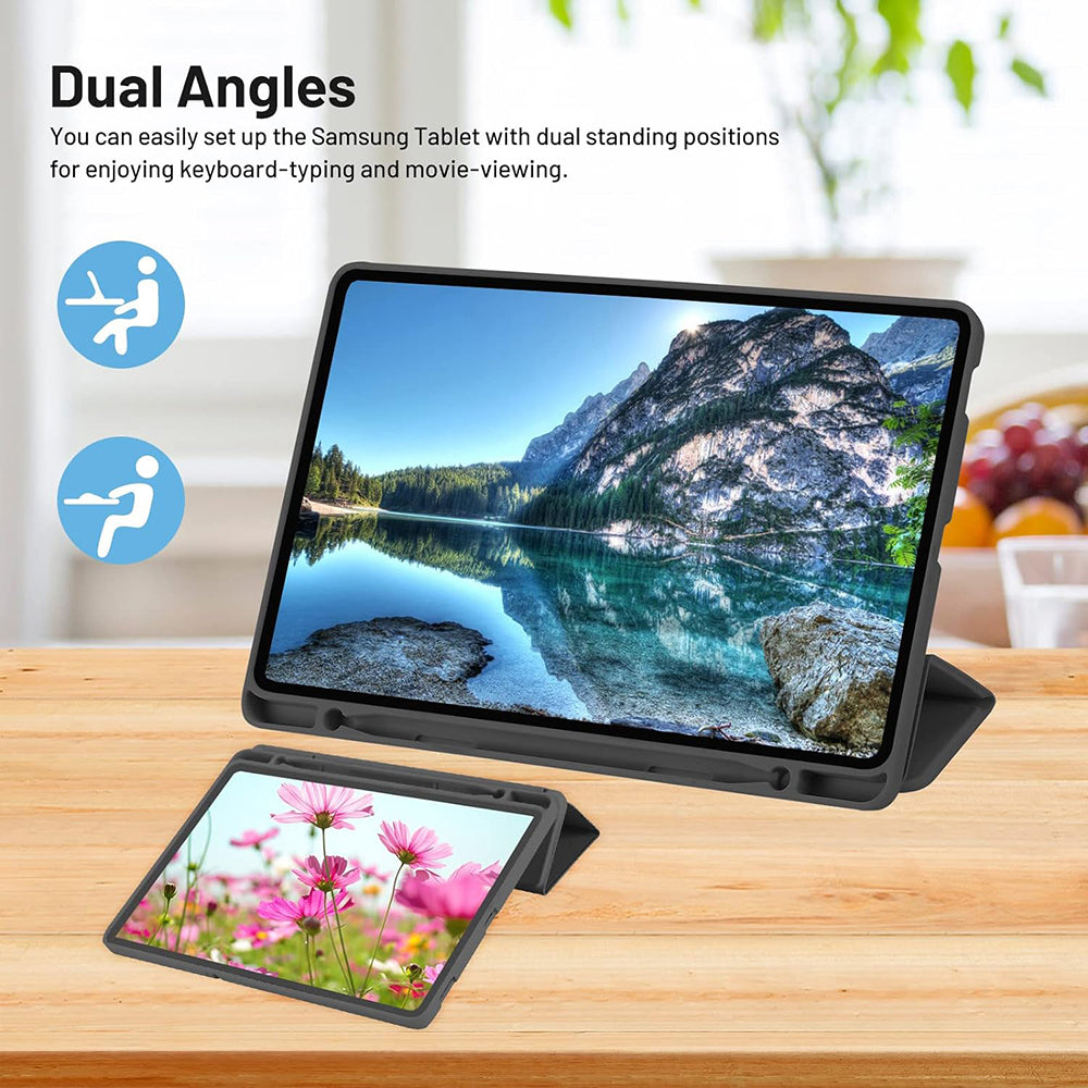 Hülle für Samsung Galaxy Tab A7 Lite, Techsuit, Flex Trifold, Schwarz