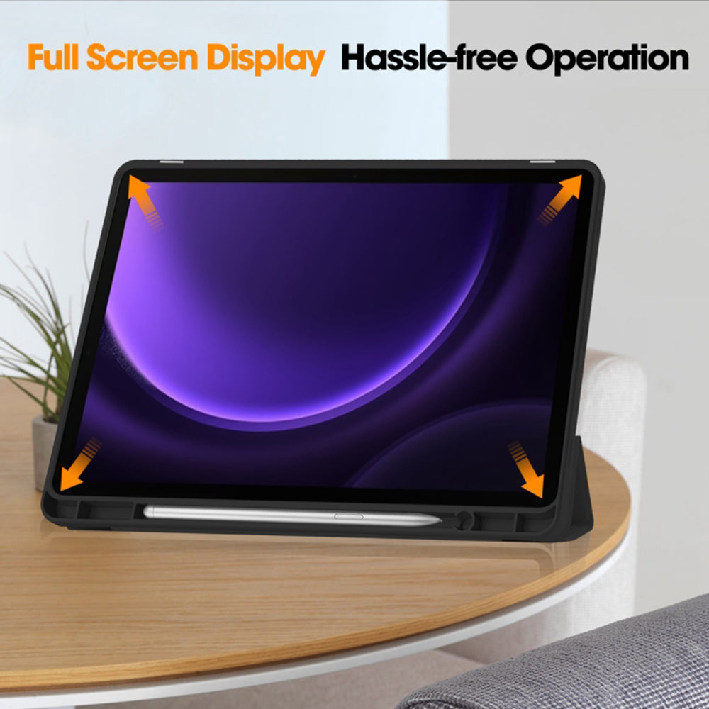 Hülle für Samsung Galaxy Tab S10 FE / Tab S9 FE / Tab S9, Techsuit, Flex Trifold, Schwarz