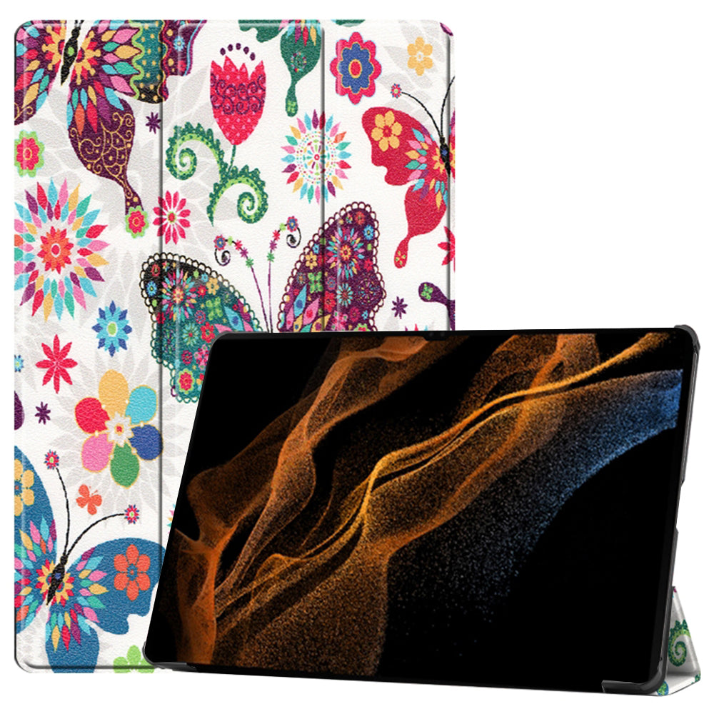 Hülle für Samsung Galaxy Tab S10 Ultra / Tab S9 Ultra / Tab S8 Ultra, Techsuit, FoldPro Butterfly, Mehrfarbig