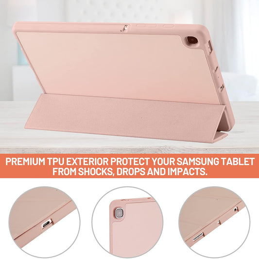 Hülle für Samsung Galaxy Tab S6 Lite (2024) / Tab S6 Lite (2022) / Tab S6 Lite (2020), Techsuit, Flex Trifold, Rosa