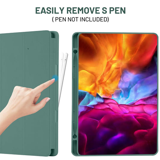 Hülle für Samsung Galaxy Tab S6 Lite (2024) / Tab S6 Lite (2022) / Tab S6 Lite (2020), Techsuit, Flex Trifold, Grün