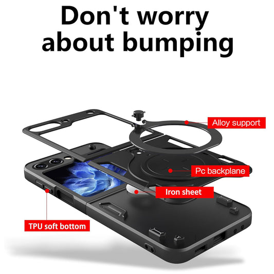 Hülle für Samsung Galaxy Z Flip5 F731, Techsuit, CamGuard Pro, Schwarz
