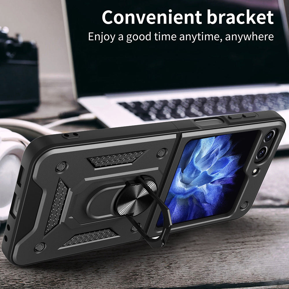 Hülle für Samsung Galaxy Z Flip5 F731, Techsuit, CamShield, Schwarz